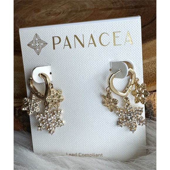 NWT Panacea Snowflake Charm Huggie Hoop Earrings - Picture 5 of 5